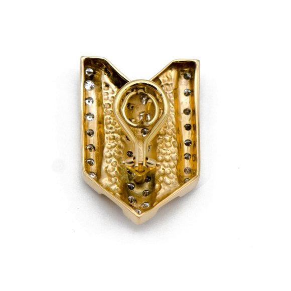 Vintage 14k Yellow & White Gold Shield Earrings